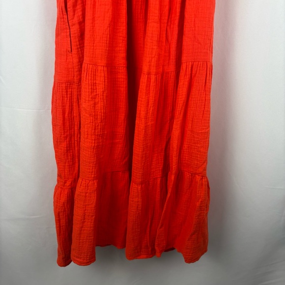 NWT Chelsea & Theodore Bold Orange Tiered Midi Dress, Large - Picture 11 of 12